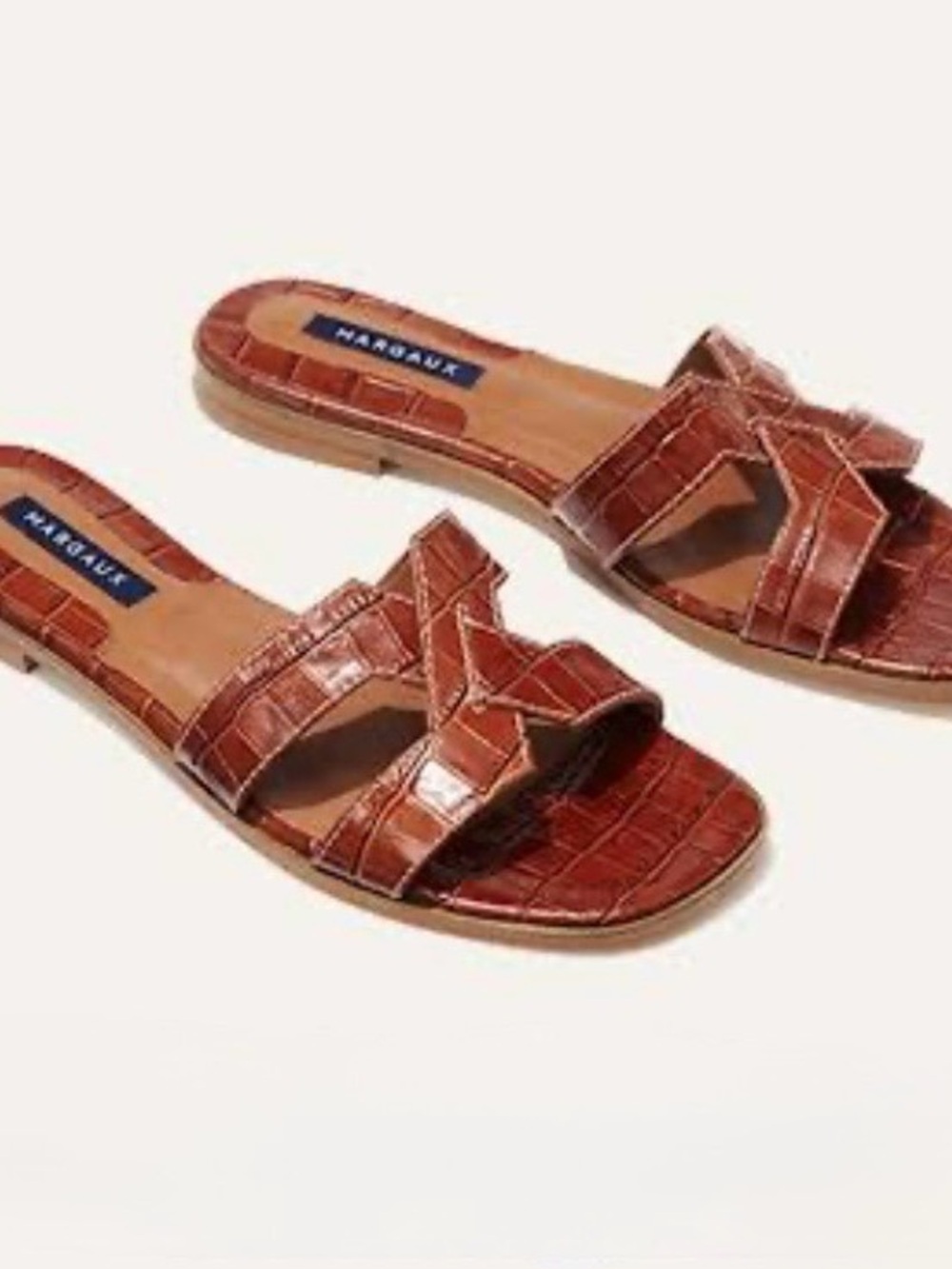 NEW CONDITION Margaux MX Sandal in Mahogany Croc color